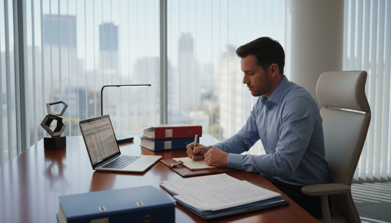 person writing notes with legal documents