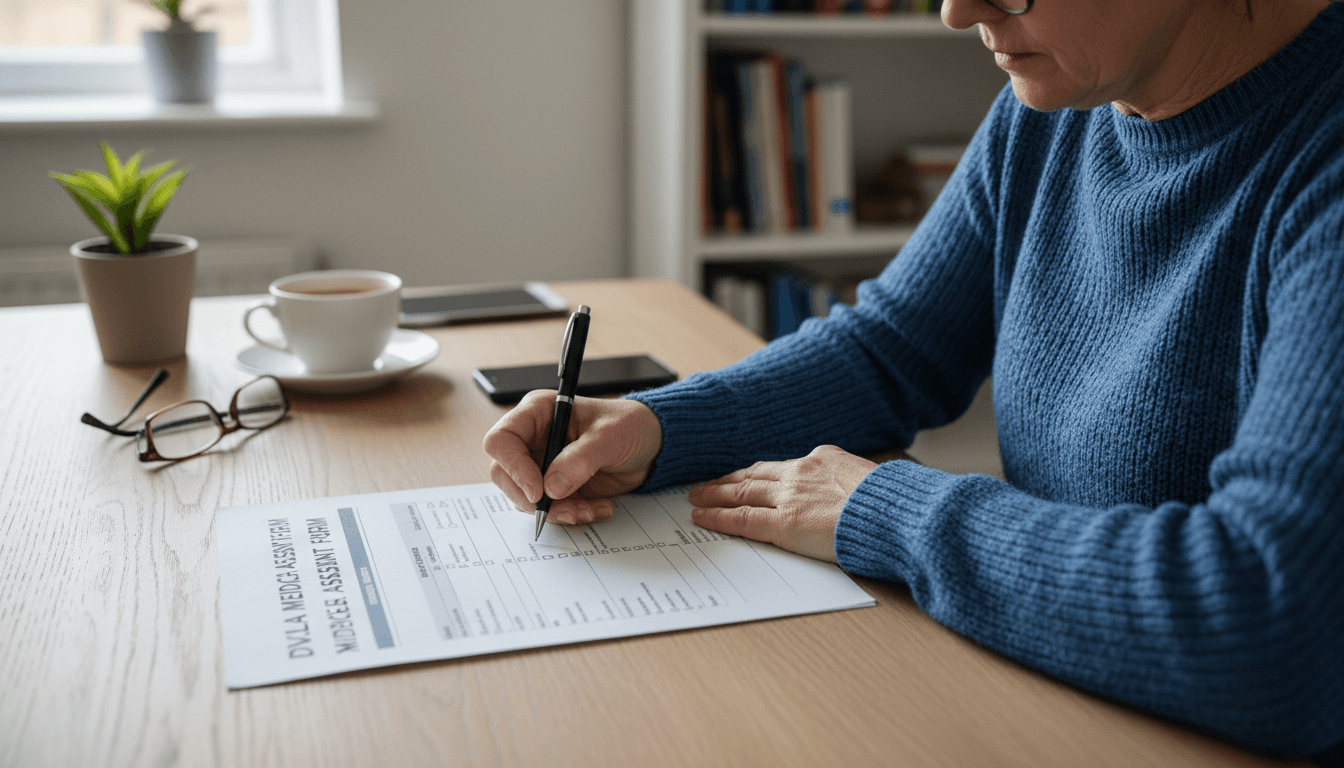 person filling out a DVLA medical form